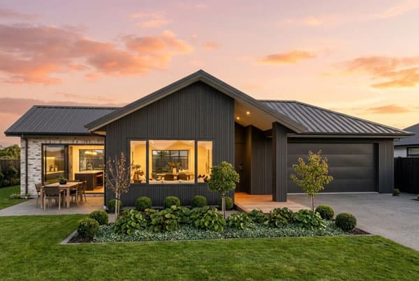 180m² with double garage and media room — Gable roof
