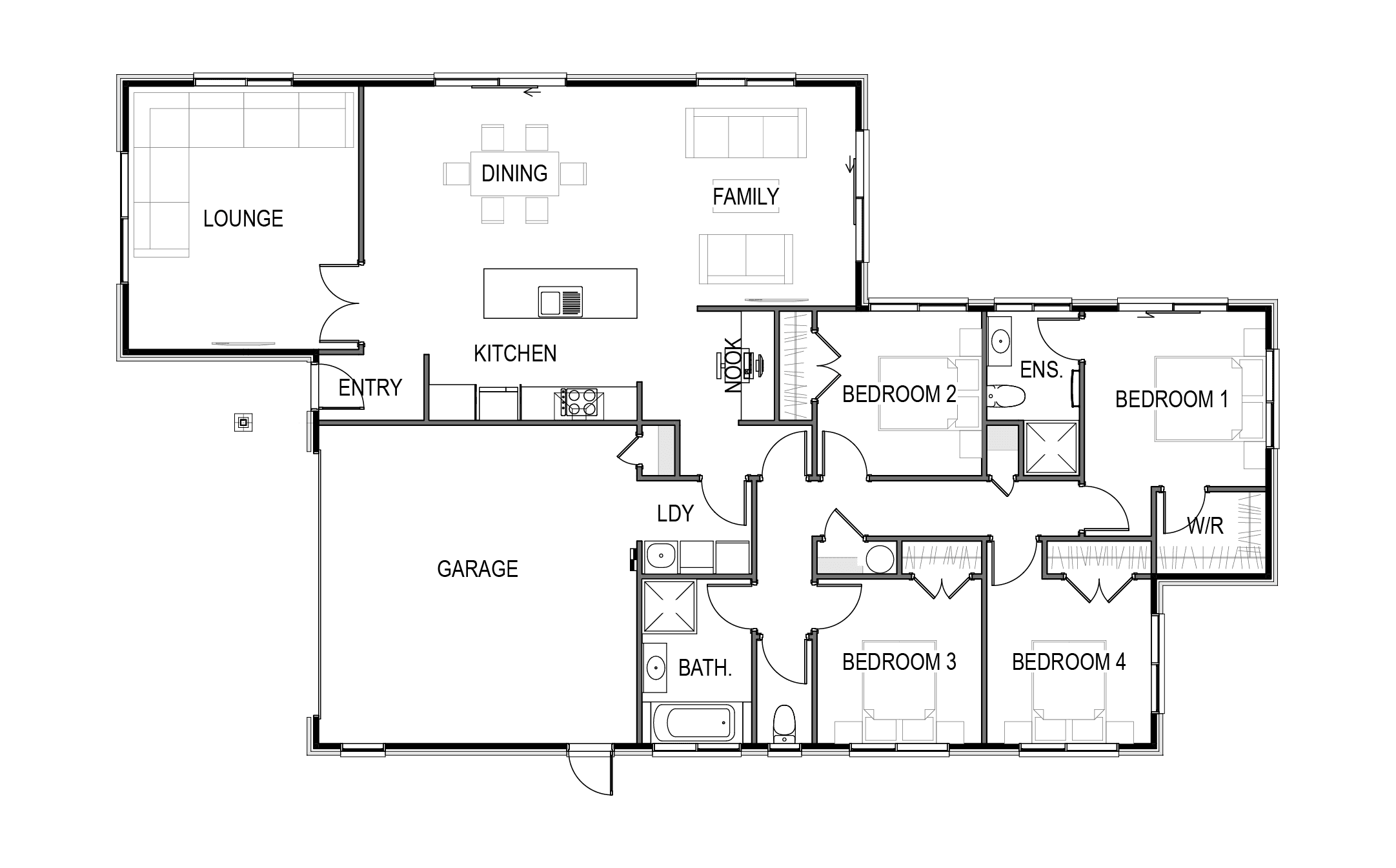 200m² with double garage, separate lounge and study nook floor plan