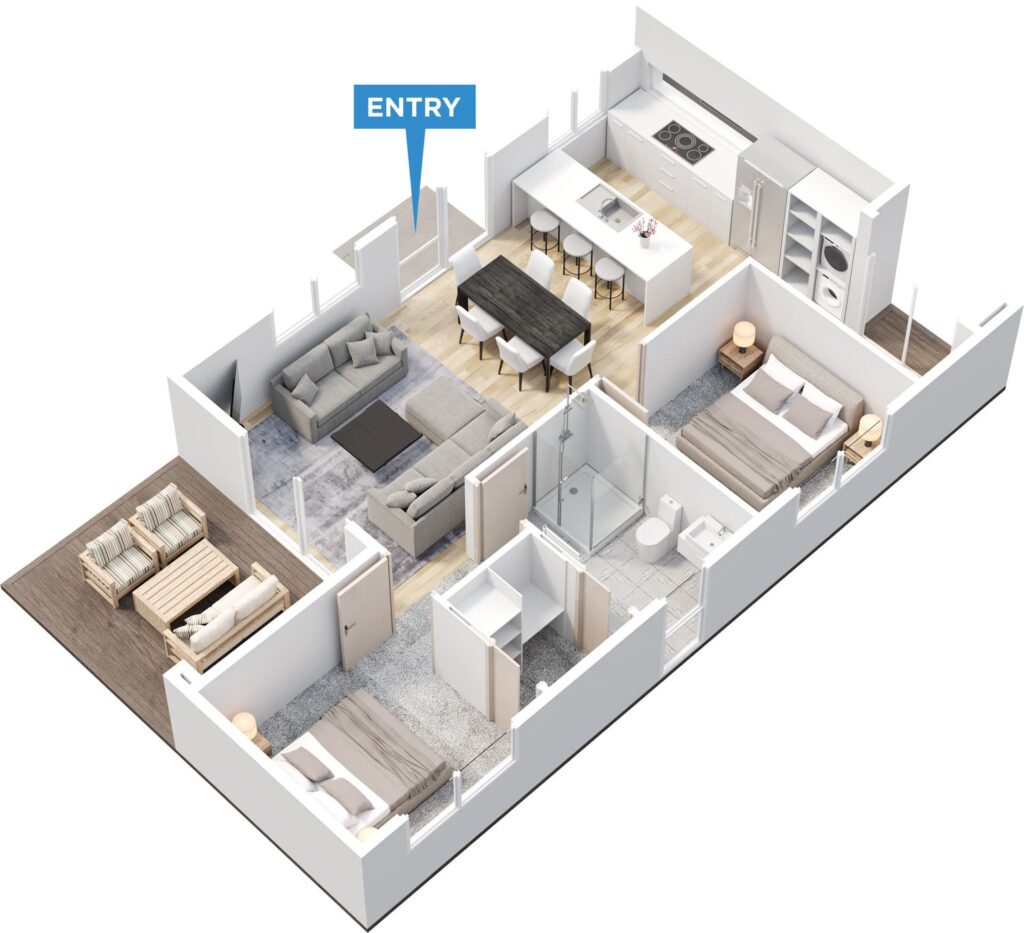 Rata floor plan in 3D