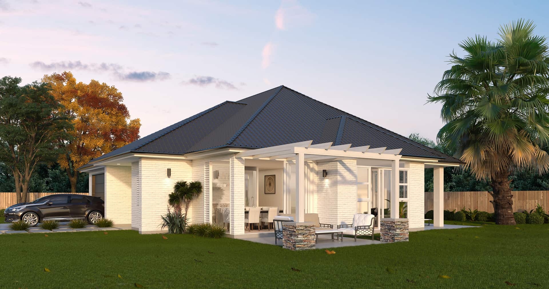 Colonial — Hip roof