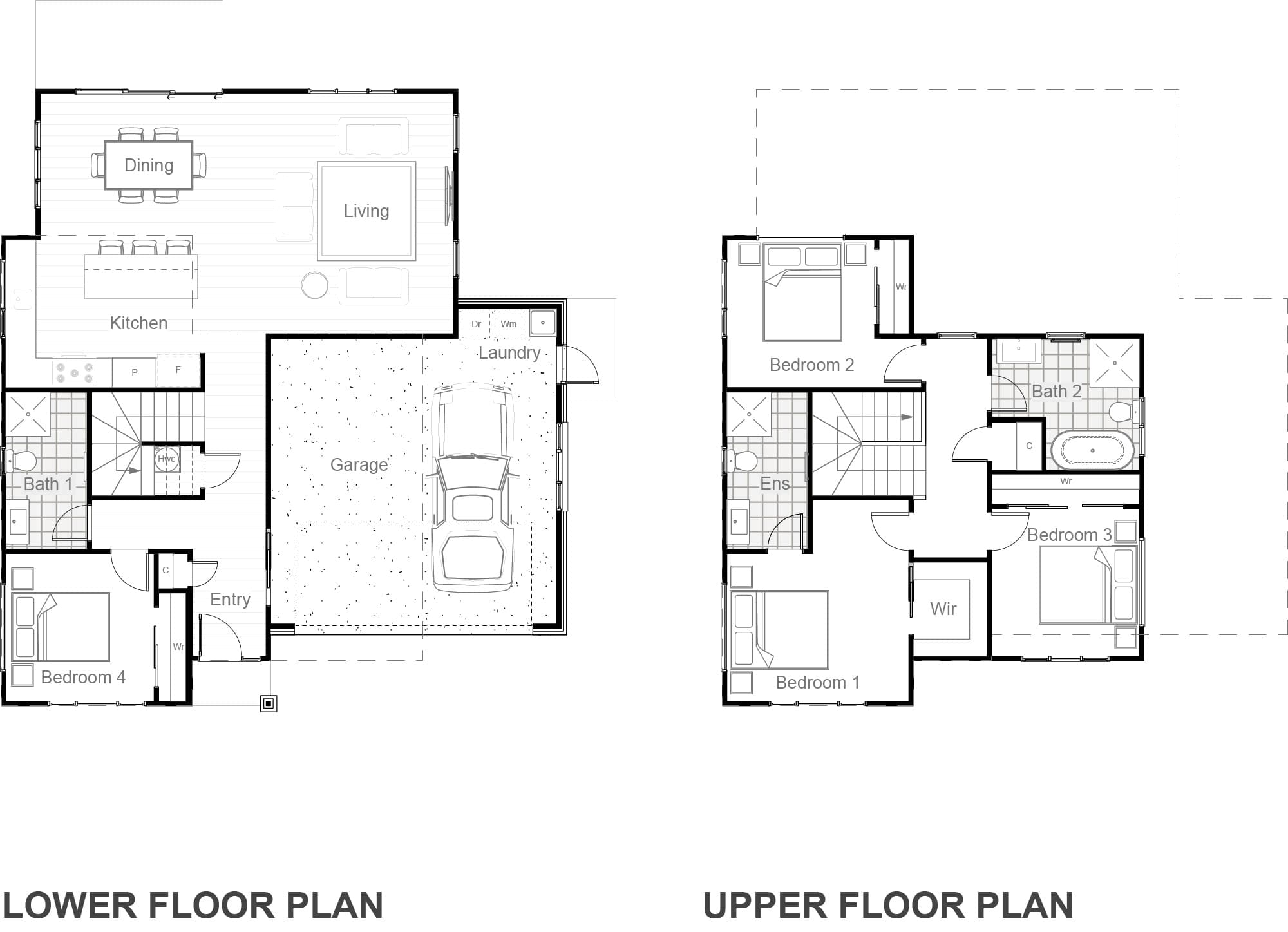 190m² double storey with double garage floor plan