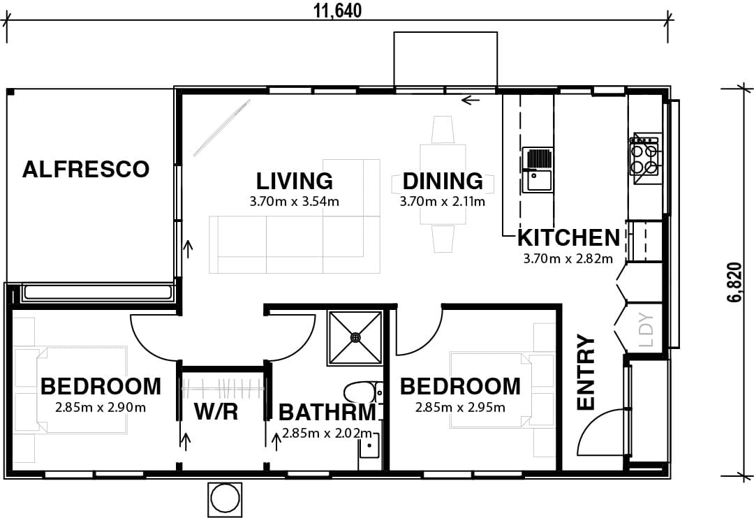 67m² Architectural Minor Dwelling floor plan